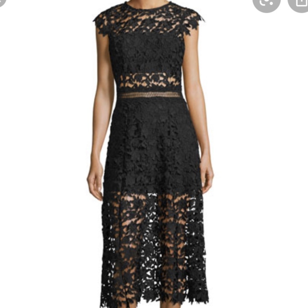 Karina Grimaldi Black Lace Midi Dress
